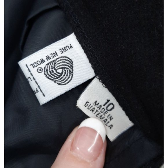 VTG 70s Panther Solid Black Wool Straight Cut Pencil Skirt Size M Short Lined - Picture 9 of 11